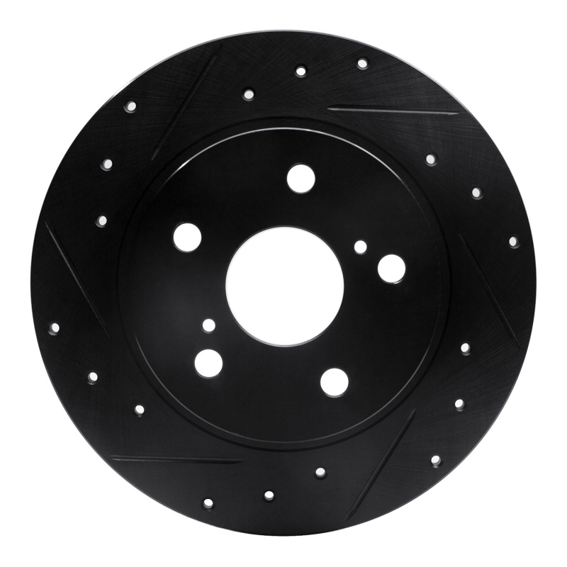 Scion TC Brake Rotor (1) - Rear Left - R1 Concepts - Drilled & Slotted - Black - `11-`16